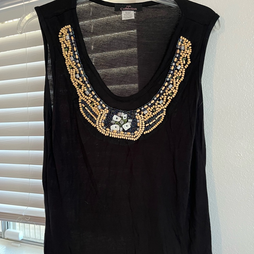 Collection B Black Top with Gold Beading